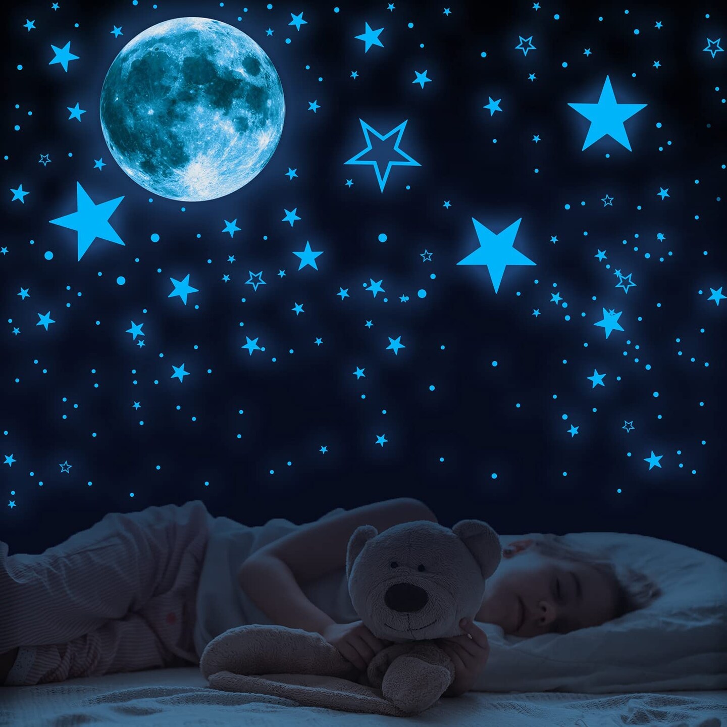 VUDECO 1109 Piece Glow In The Dark Stars and Moon Sticker for Kids Room Decor