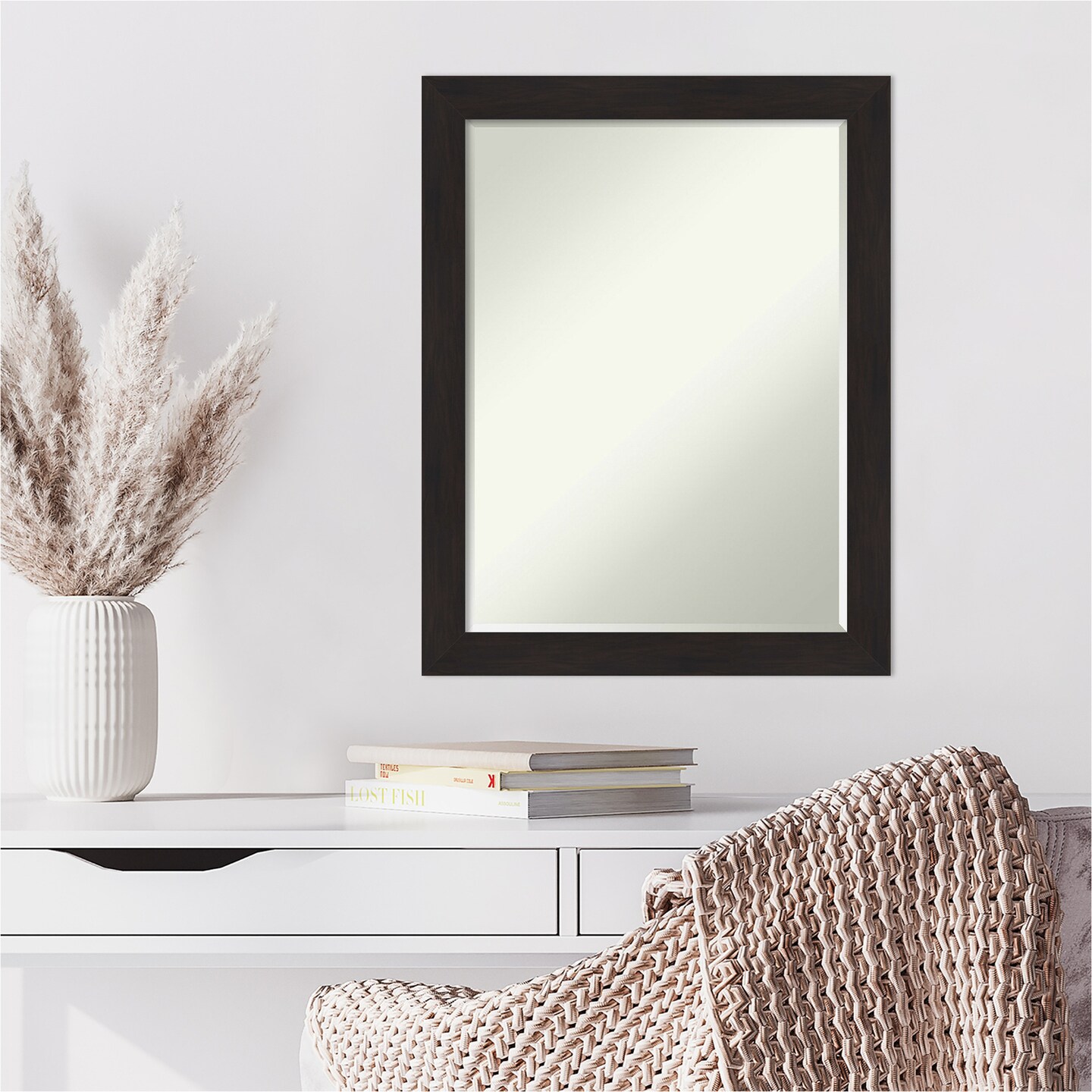 Petite Bevel Wall Mirror, Furniture Espresso Narrow Frame