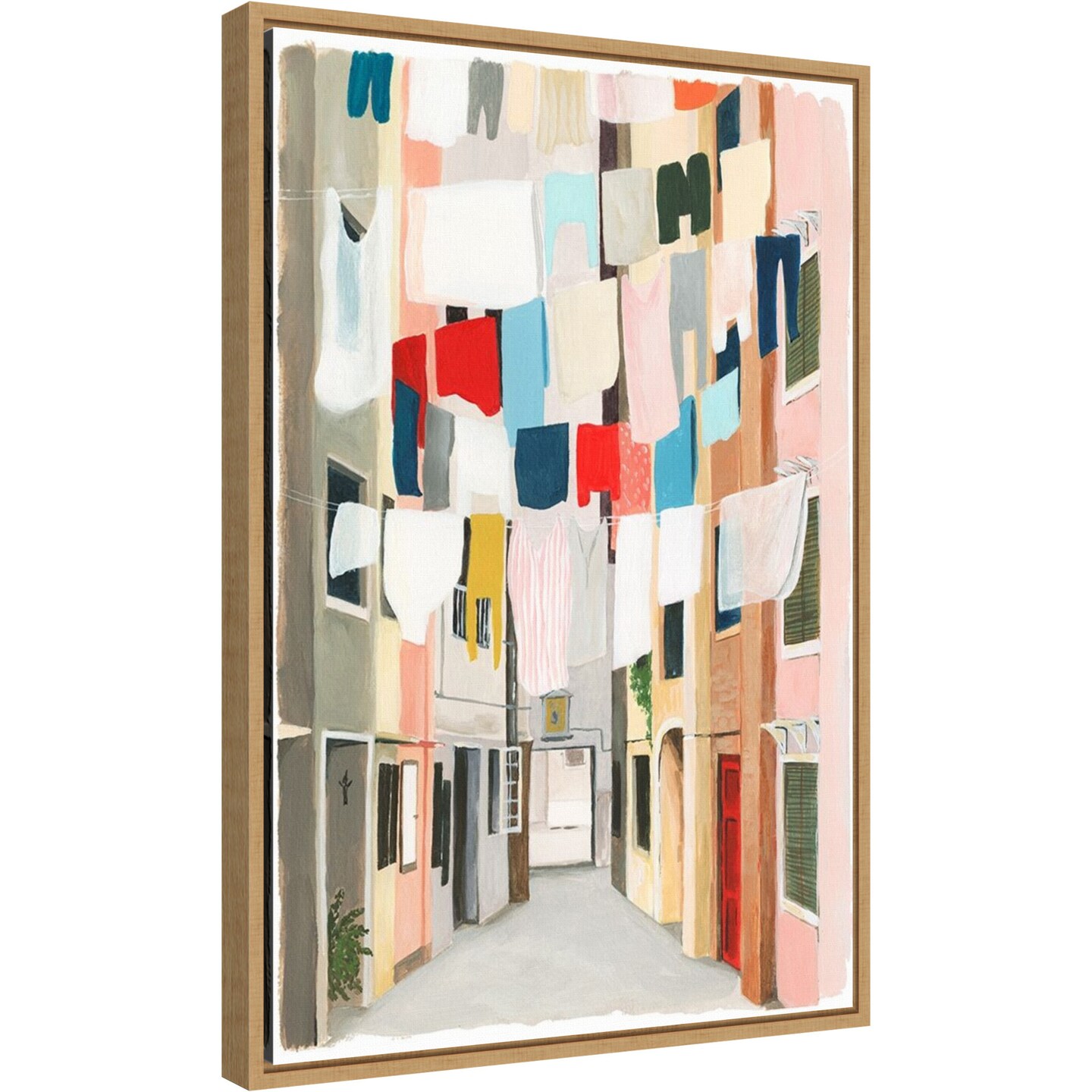 Laundry Day I by Grace Popp 16-in. W x 23-in. H. Canvas Wall Art Print Framed in Natural