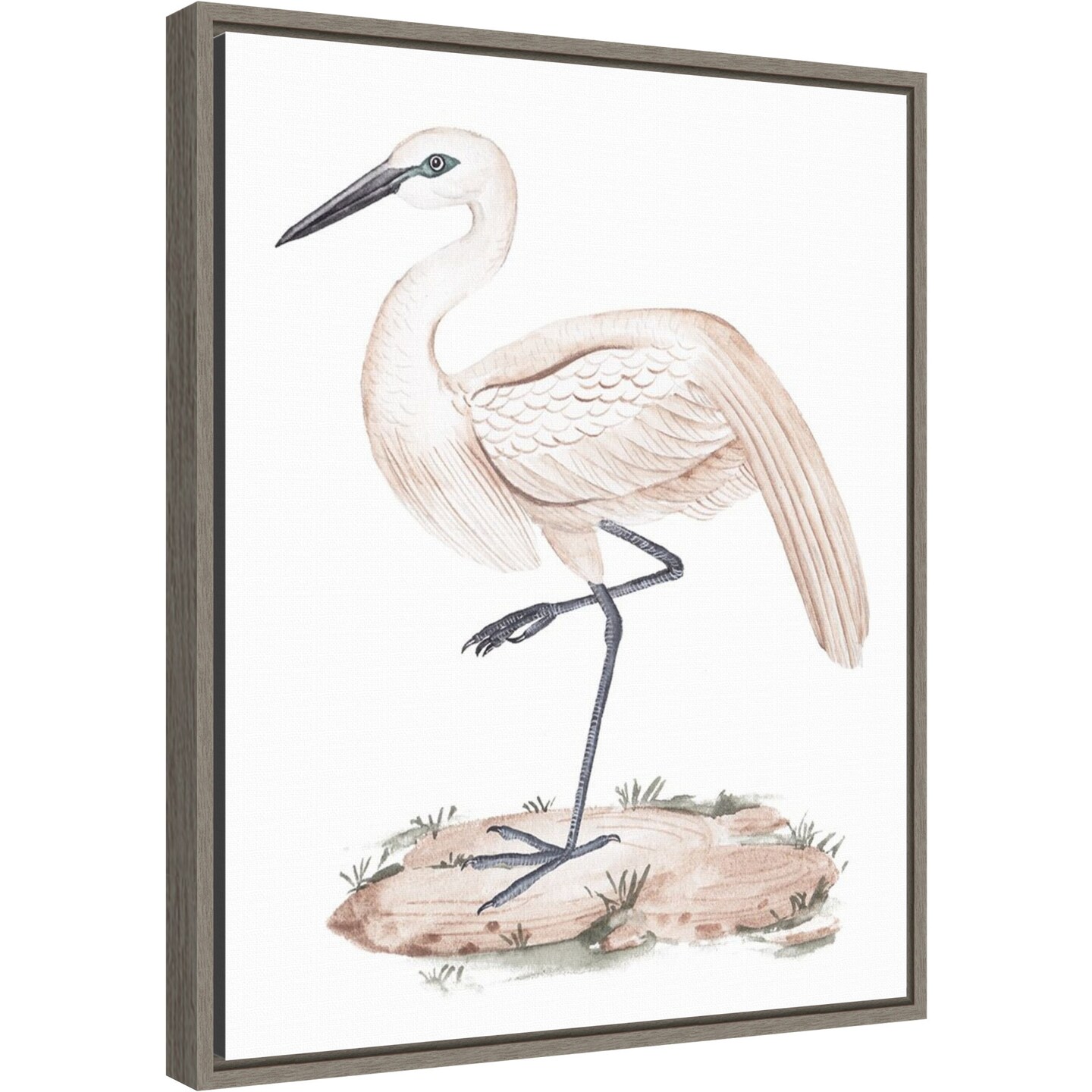 A White Heron III by Melissa W 16-in. W x 20-in. H. Canvas Wall Art Print Framed in Grey