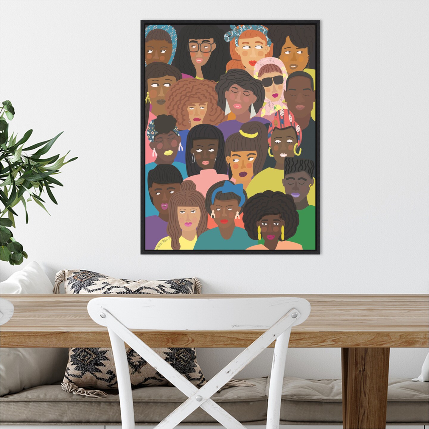 Black People United by Queenbe Monyei 18-in. W x 24-in. H. Canvas Wall Art Print Framed in Black