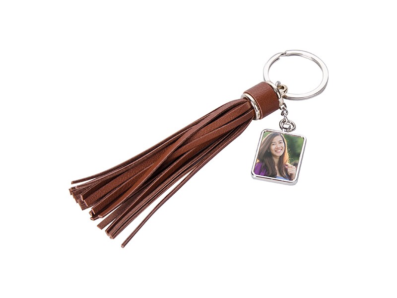 Square Key Chain w/ Long Tassel (Brown) YA120F-BR