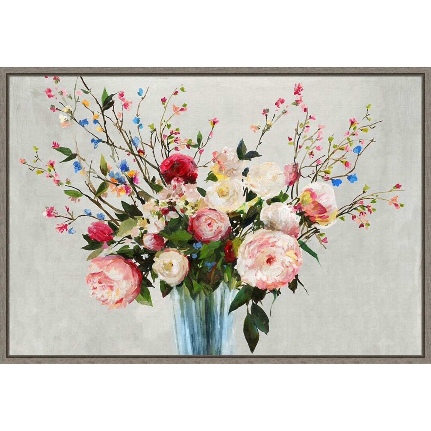 Grenada Flowers by Allison Pearce 23-in. W x 16-in. H. Canvas Wall Art Print Framed in Grey