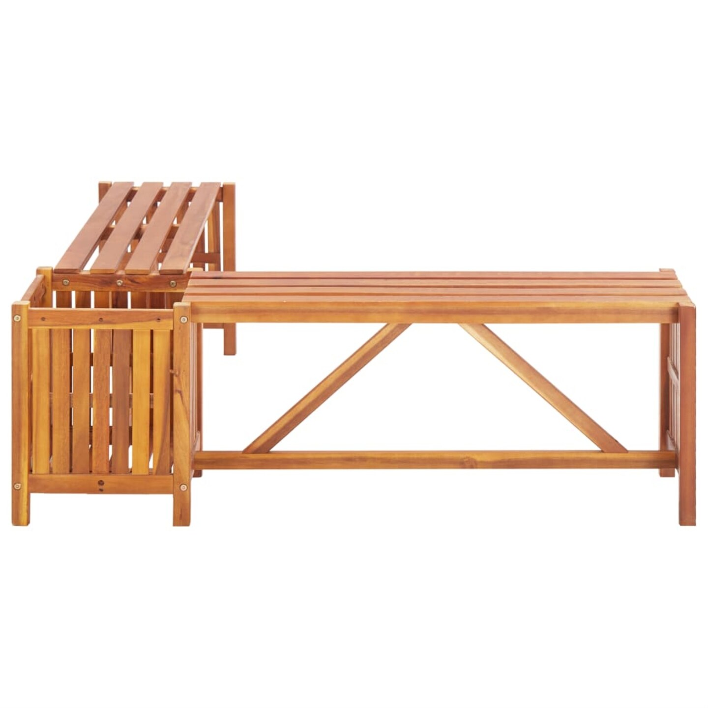 vidaXL Garden Corner Bench with Planter 46"x46"x15.7" Solid Acacia Wood