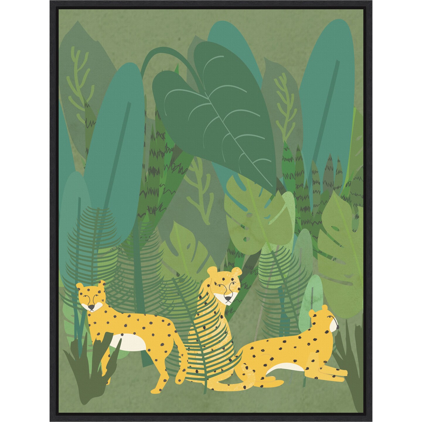 Cheetahs in the Jungle by Queenbe Monyei 18-in. W x 24-in. H. Canvas ...