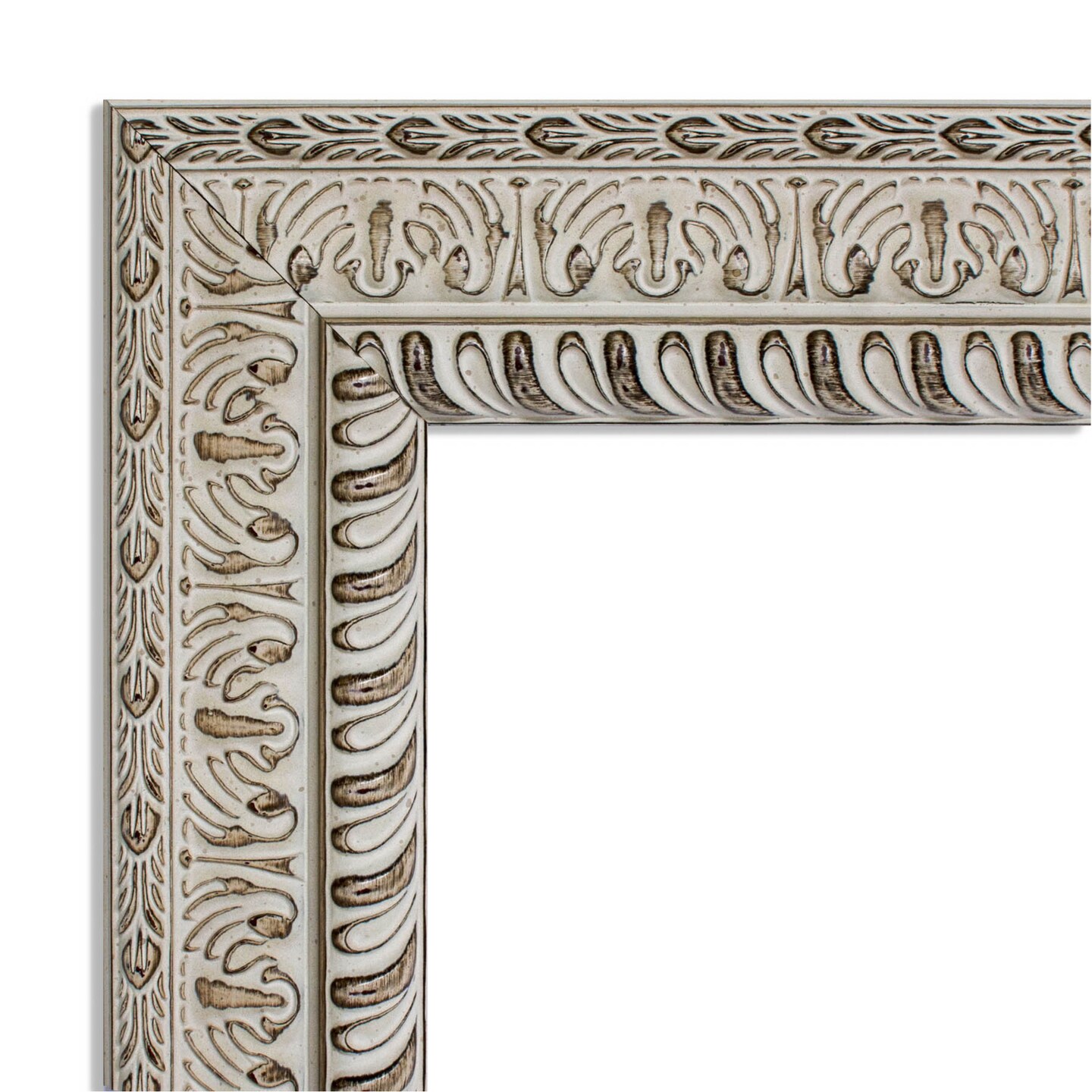 Petite Bevel Wood Wall Mirror, Fair Baroque Cream Frame