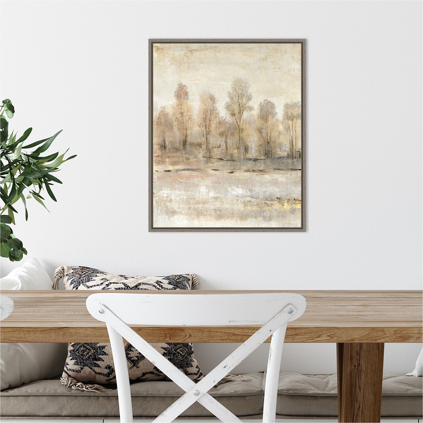 Peaceful Forest I by Tim O'Toole 16-in. W x 20-in. H. Canvas Wall Art Print Framed in Grey