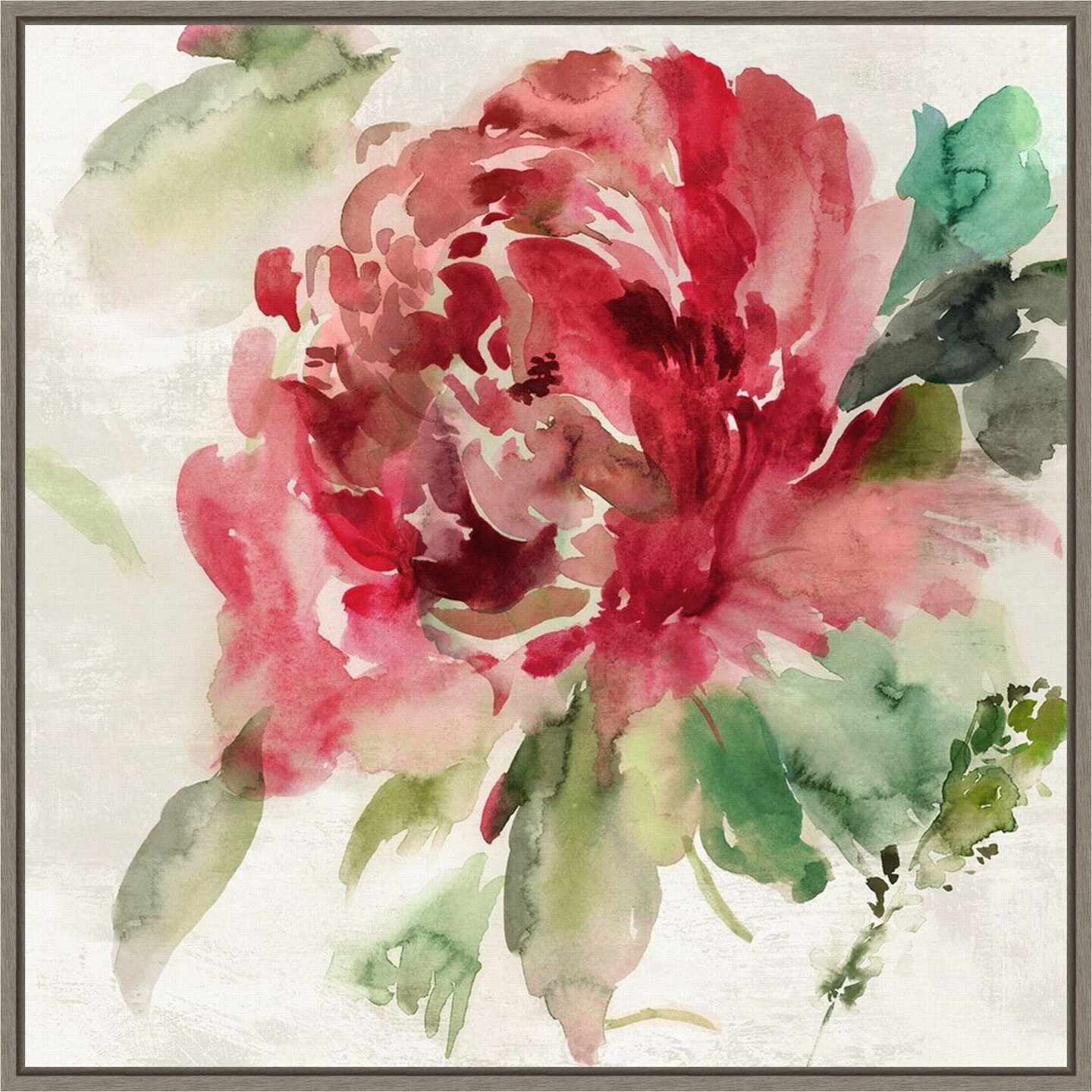 Fall Peony II by Asia Jensen 22-in. W x 22-in. H. Canvas Wall Art Print Framed in Grey