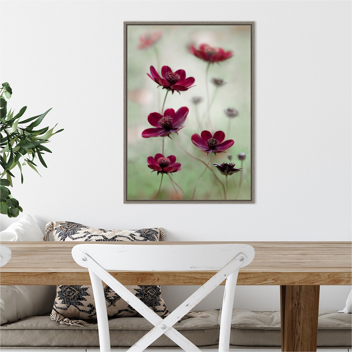 Cosmos sway by Mandy Disher 16-in. W x 23-in. H. Canvas Wall Art Print Framed in Grey