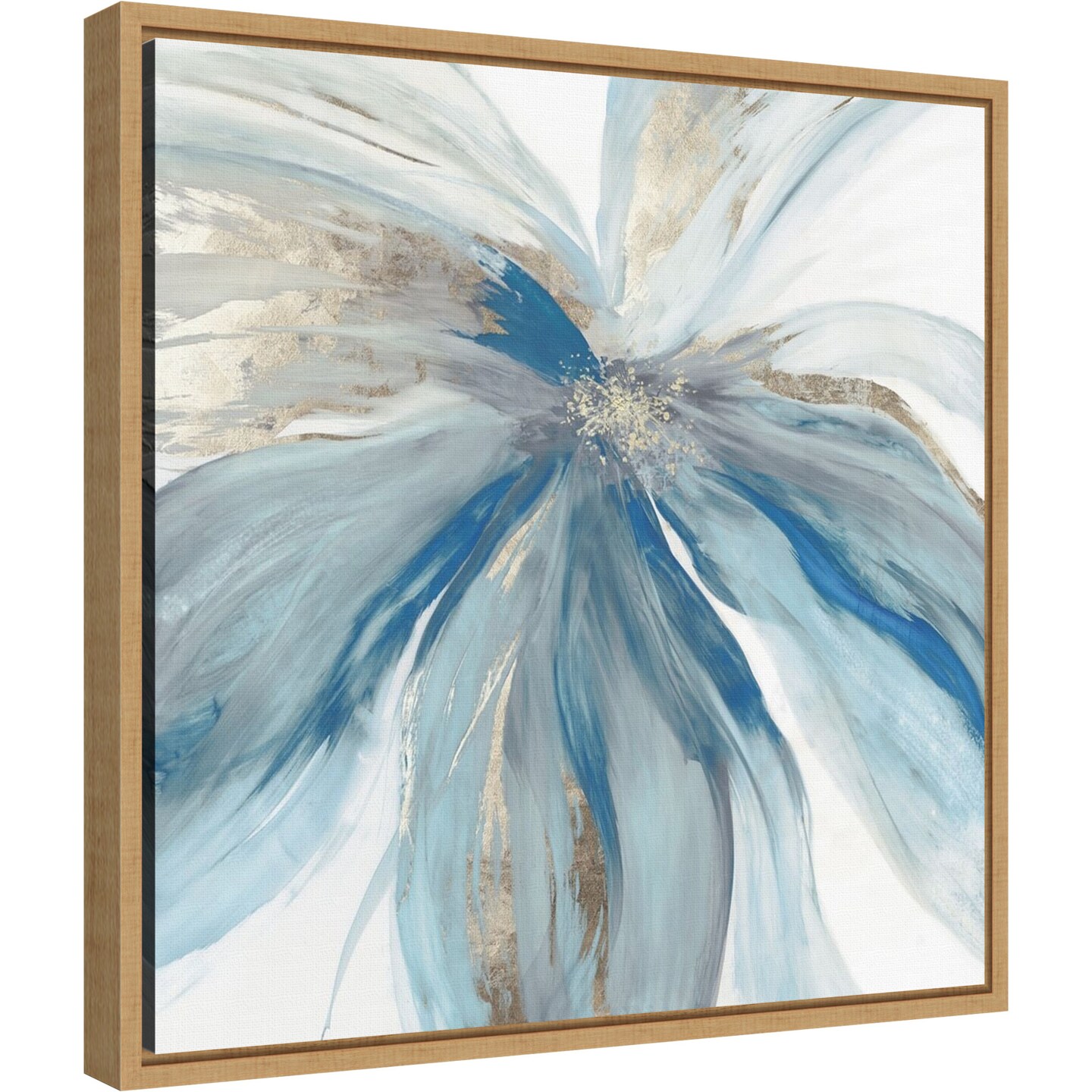 Blue Monarch I (Flower) by Asia Jensen 16-in. W x 16-in. H. Canvas Wall Art Print Framed in Natural