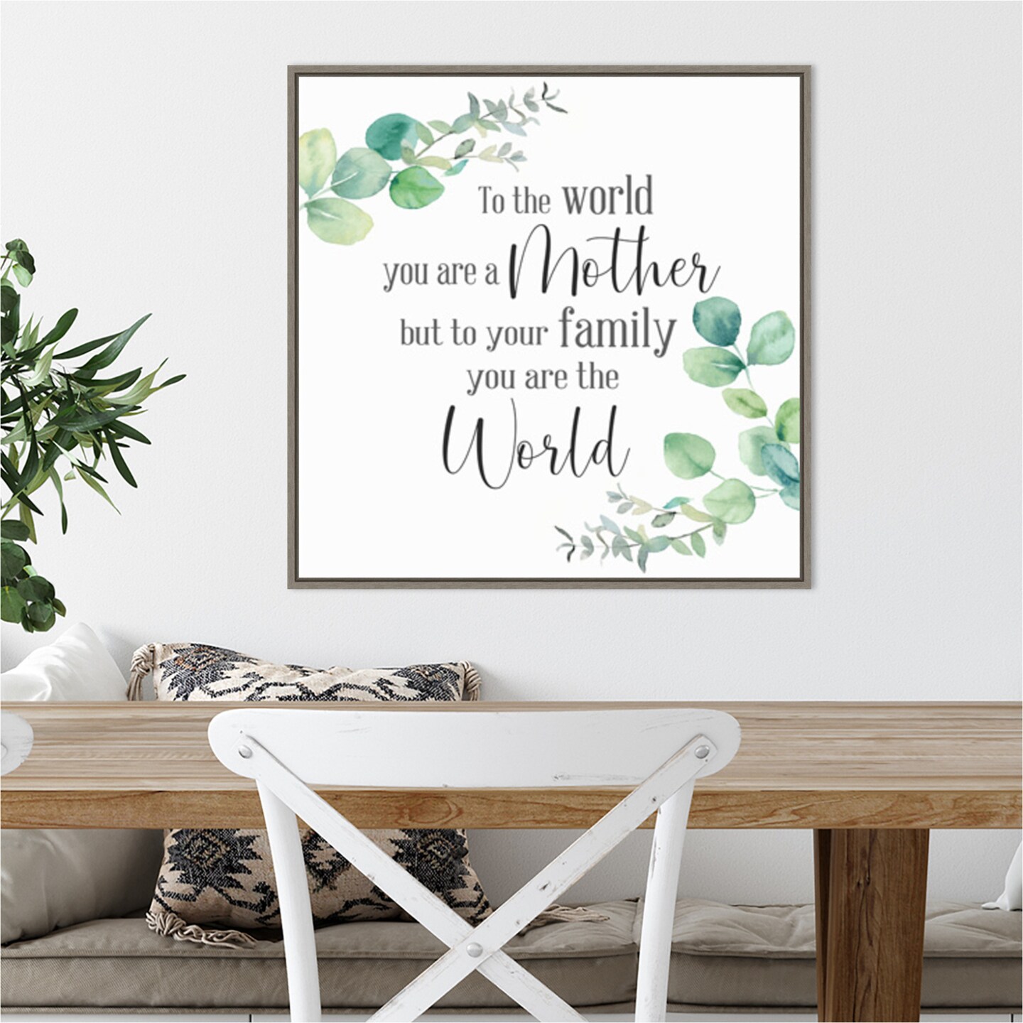 Mother&#x27;s Day Eucalyptus II by Cynthia Coulter 22-in. W x 22-in. H. Canvas Wall Art Print Framed in Grey