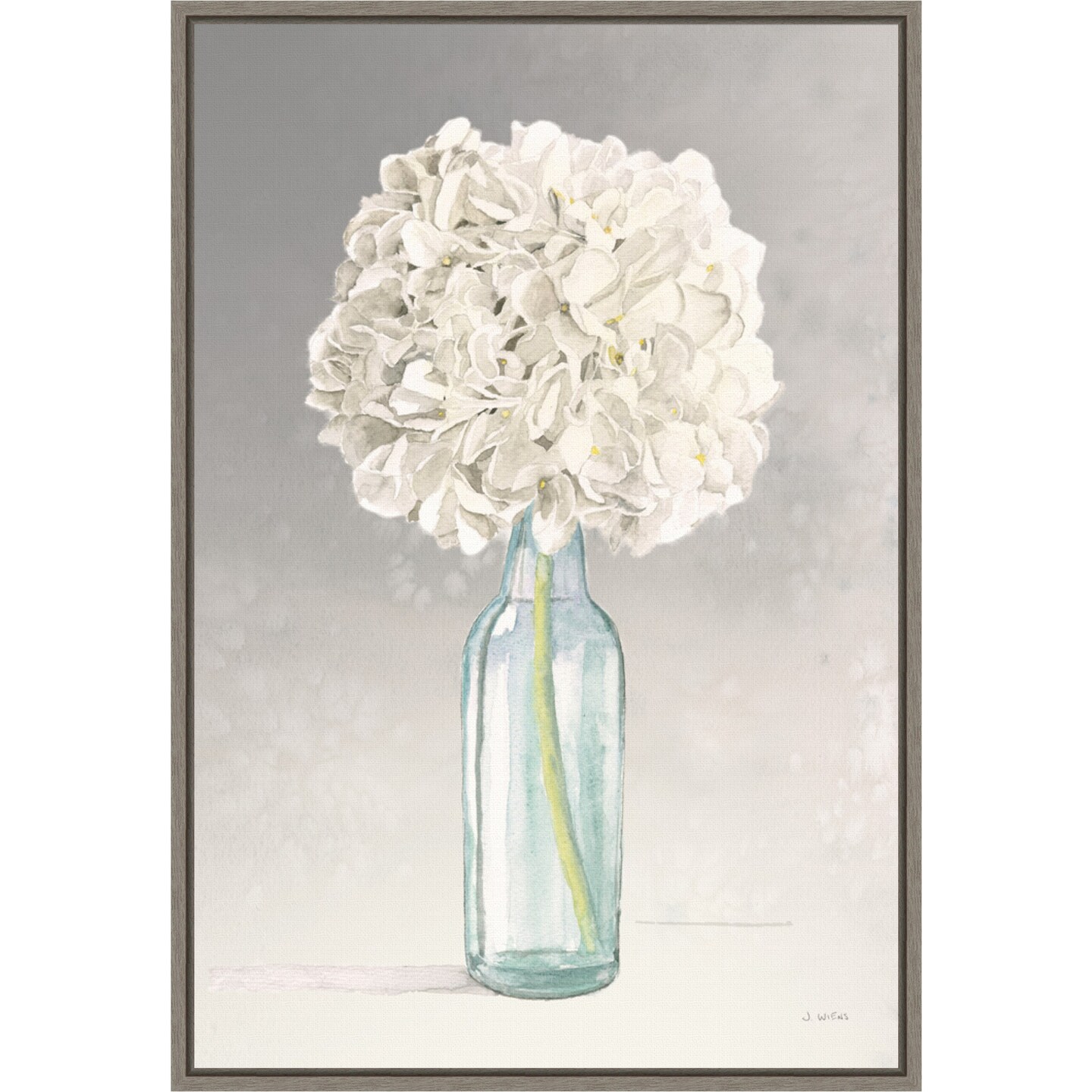 Tranquil Blossoms II (Hydrangea) by James Wiens 16-in. W x 23-in. H. Canvas Wall Art Print Framed in Grey