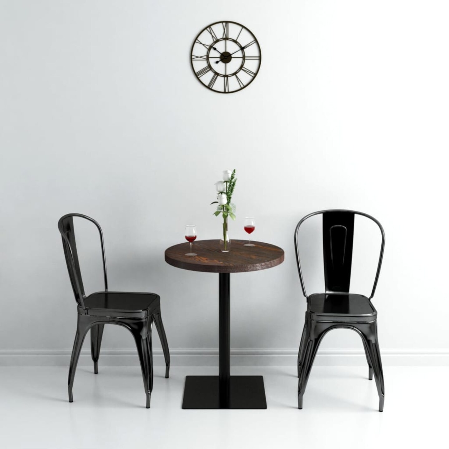 vidaXL Bistro Table MDF and Steel Round 23.6"x29.5" Dark Ash Accent