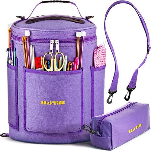 Purple Yarn Storage Bag - Tote Yarn Bag, Durable Knitting and