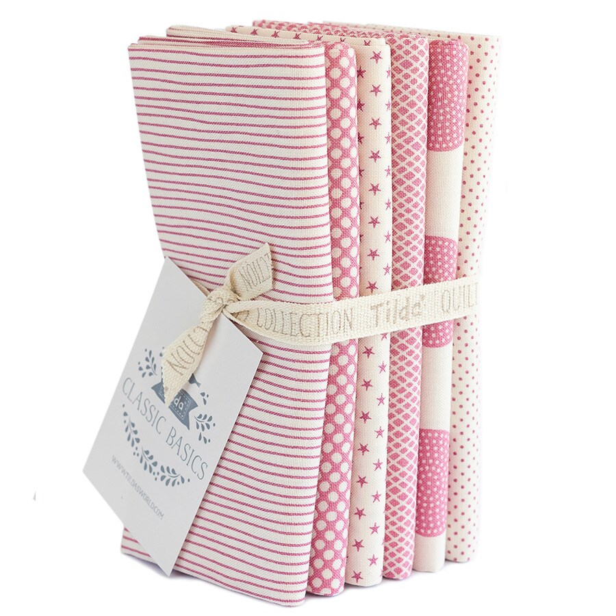 Tilda Fabrics Classic Basic Fat Quarters - Pink - 20&#x22; x 22&#x22; - 100% Cotton