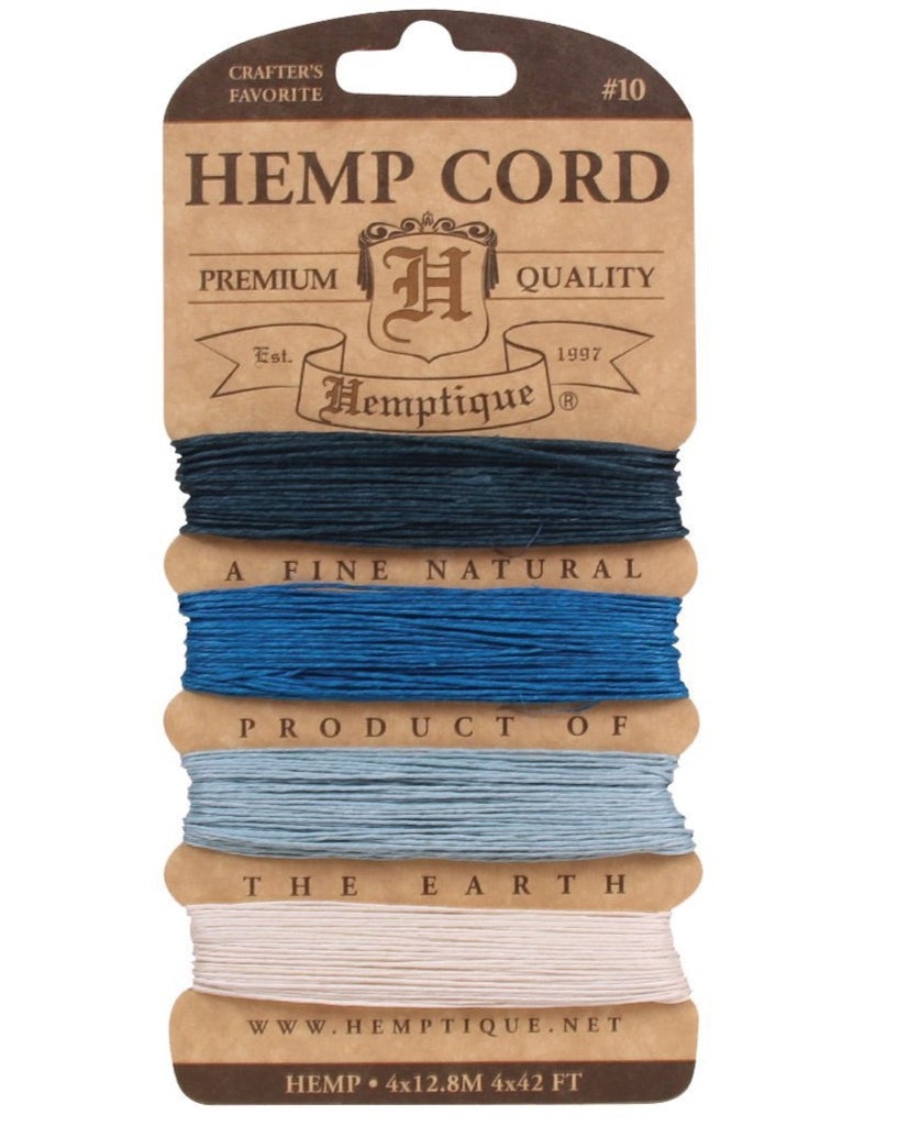 Hemptique 0.5mm #10 Hemp Cord Card Set Eco Friendly Sustainable Naturally Grown Jewelry Bracelet Making Paper Crafting Scrapbooking Bookbinding Mixed Media Crocheting Macrame Seasonal Holiday Gift Wrapping Outdoor Gardening