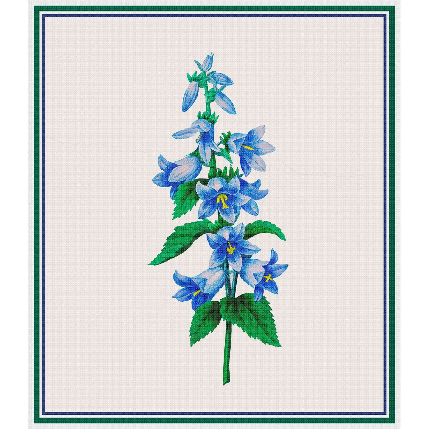 Blue Bell Flowers Inspired by Pierre-Joseph Redoute Counted Cross Stitch Pattern