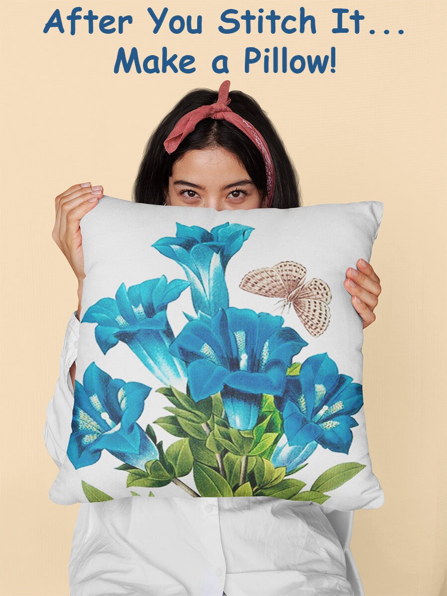 Orenco Originals Redoute Blue Gentian Flower Counted Cross Stitch Pattern
