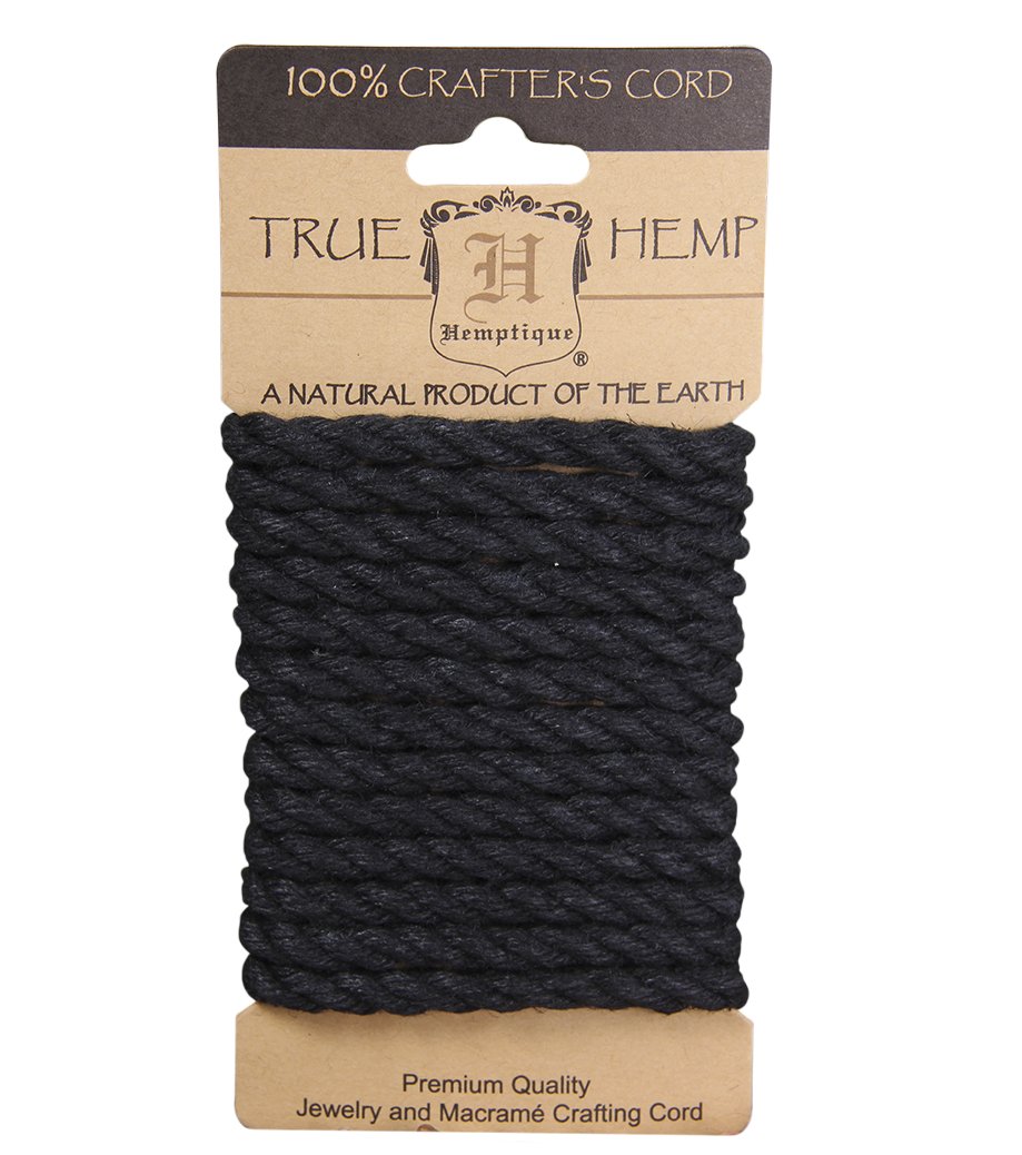 Hemptique 6mm Twisted Hemp Rope Cards Eco Friendly Sustainable Naturally Grown Jewelry Bracelet Making Paper Crafting Scrapbooking Bookbinding Mixed Media Crocheting Macrame Seasonal Holiday Gift Wrapping Outdoor Gardening