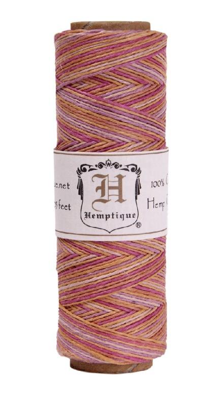 Hemptique 0.5mm #10 Variegated Hemp Cord Spools Eco Friendly Sustainable Naturally Grown Jewelry Bracelet Making Paper Crafting Scrapbooking Bookbinding Mixed Media Crocheting Macrame Seasonal Holiday Gift Wrapping Outdoor Gardening