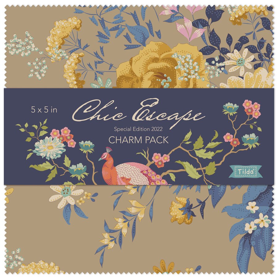 Tilda Fabrics Chic Escape Charm Pack - 40 Pieces - 5&#x22; x 5&#x22; - 100% Cotton