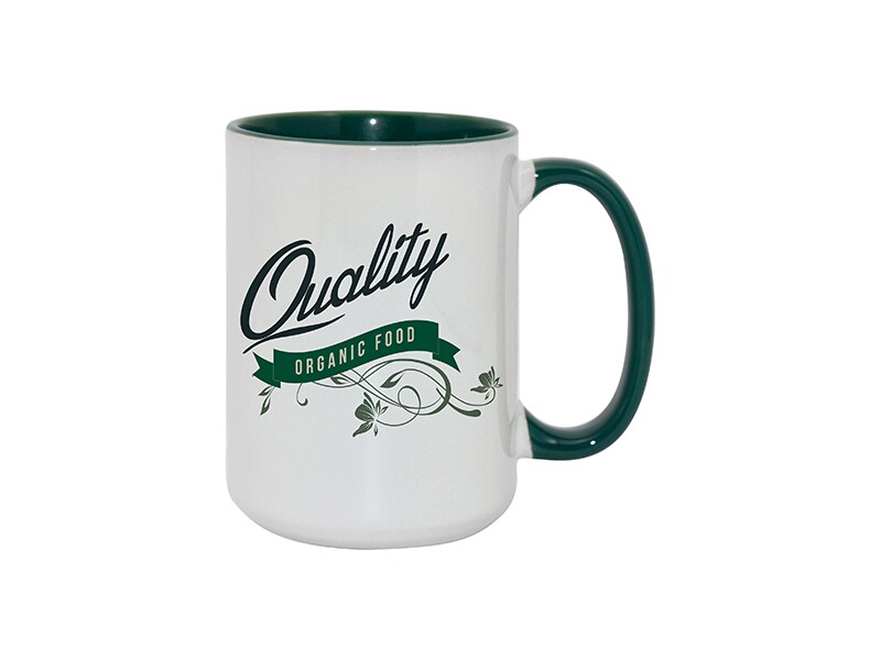 15oz Inner Rim Color Mug Green (12pcs) FL-5