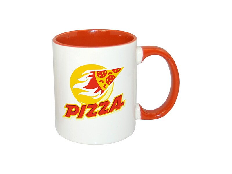 11oz Inner Rim Color Mug Orange (6pcs) AAA Mug