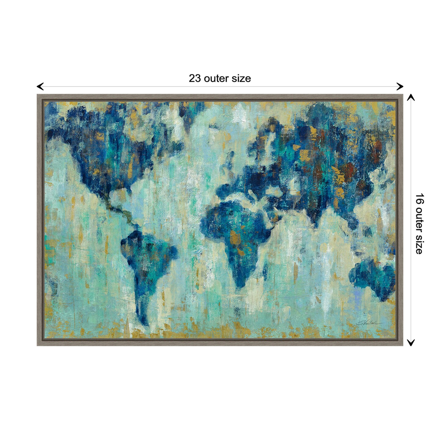 Map of the World by Silvia Vassileva Canvas Wall Art Print Framed