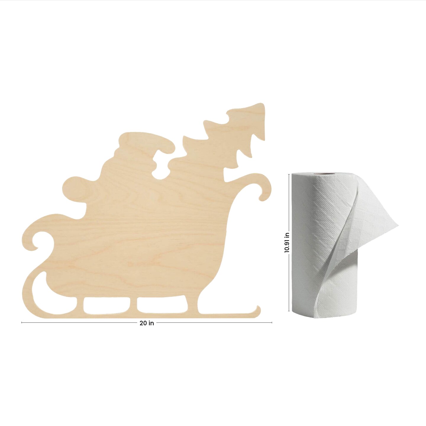 Wood Sleigh Cutout,, Multiple Sizes Available, Unfinished Christmas Sleigh for DIY Decor | Woodpeckers