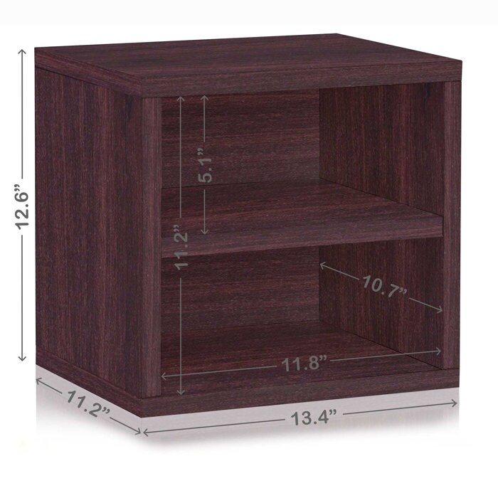 Way Basics Eco zBoard Stackable Connect Cube Storage with Shelf, Espresso