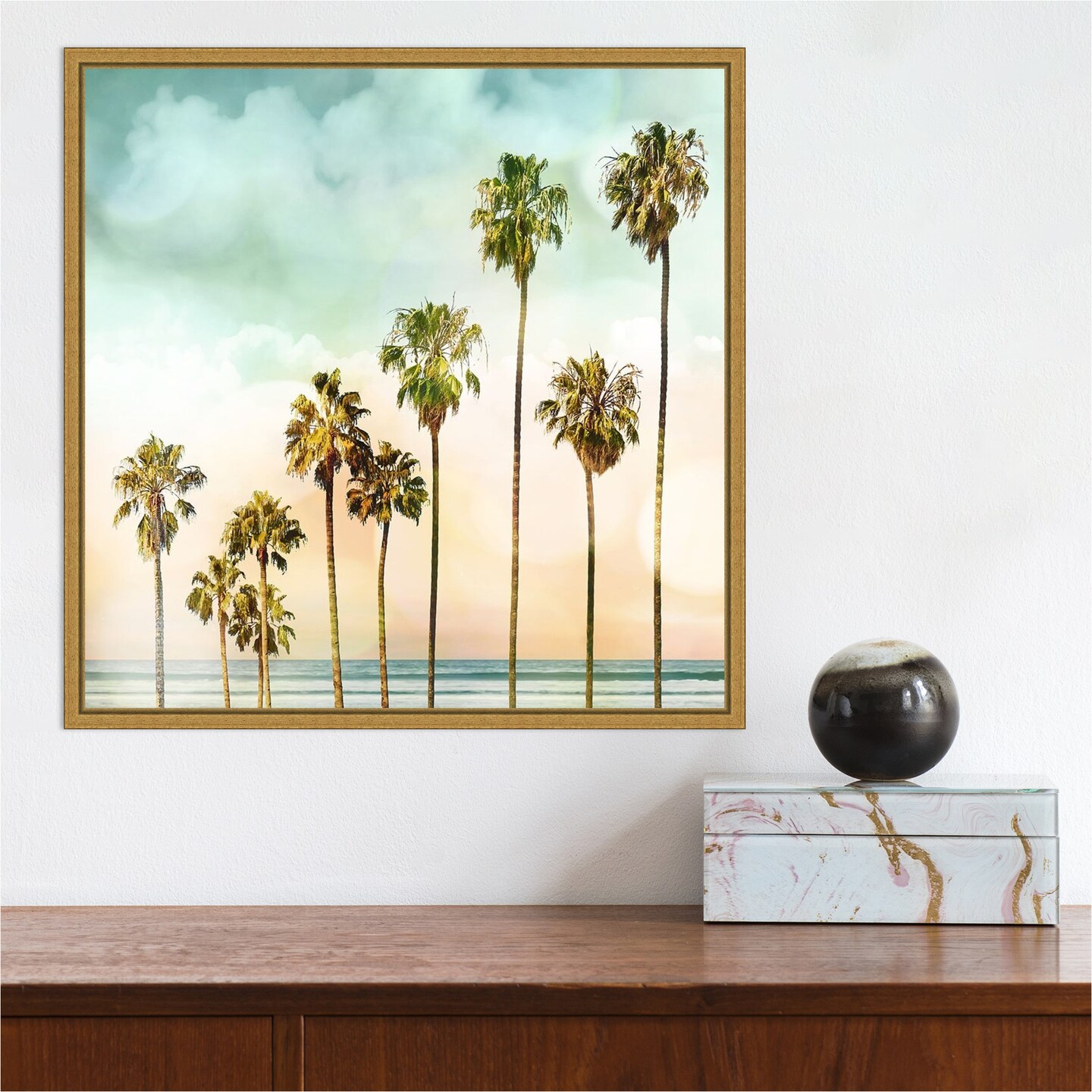 Beach Palms I by Devon Davis Canvas Wall Art Print Framed