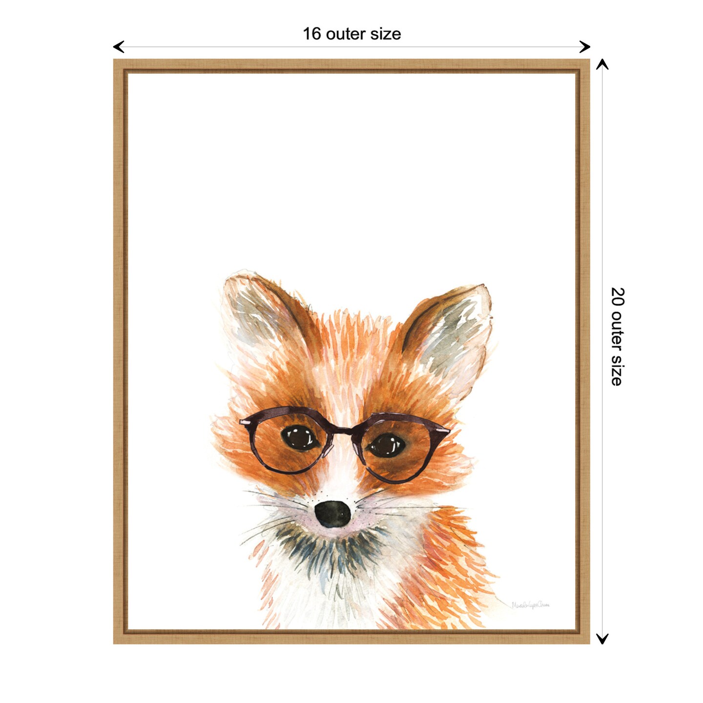 Fox in Glasses by Mercedes Lopez Charro Canvas Wall Art Print Framed