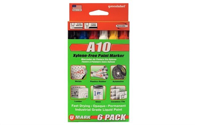 U-Mark A10 6 PACK BOX - 1 ea. Black, Blue, Red, White, Yellow and Orange