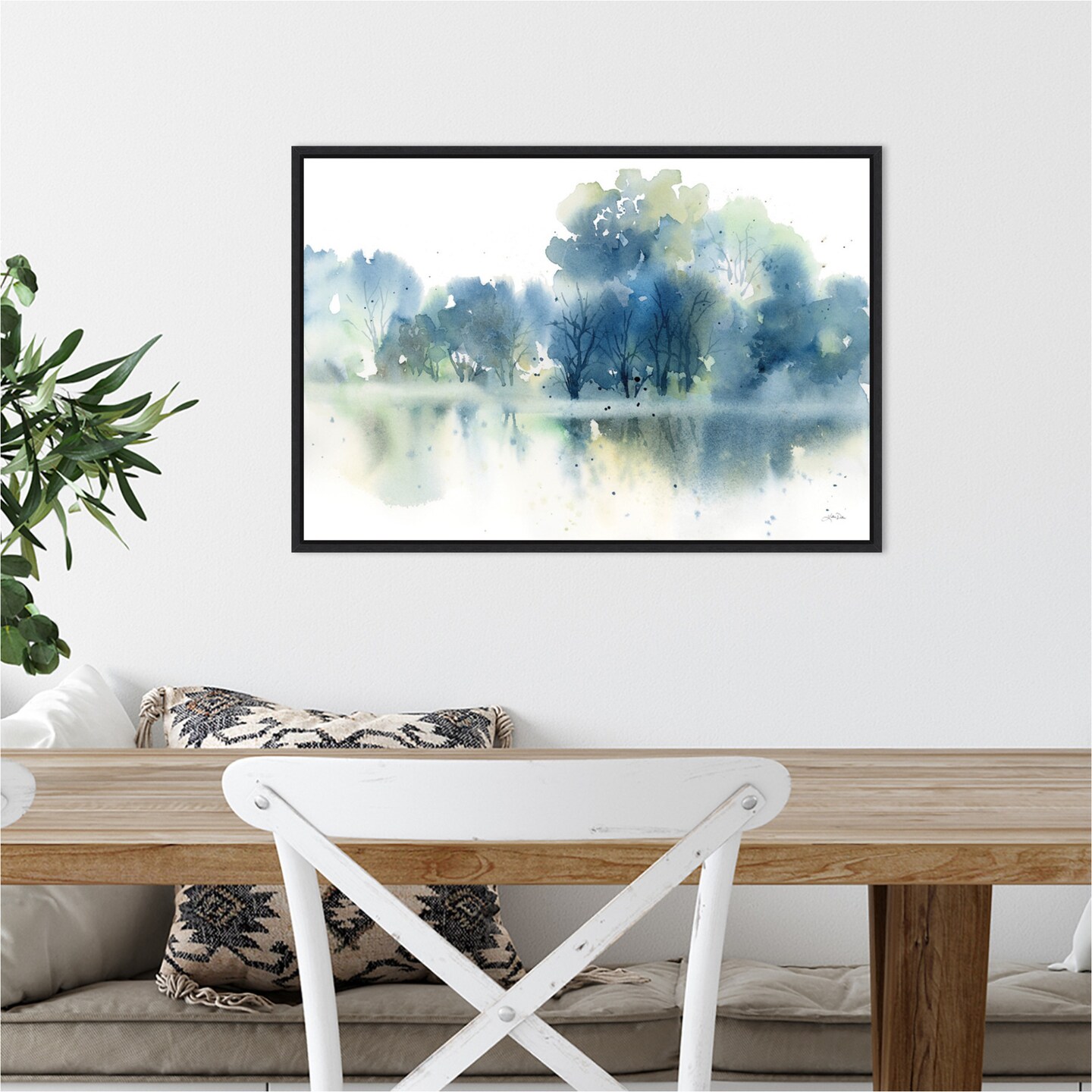 Trees Reflected in Blue Pond by Katrina Pete Canvas Art Framed | Canvas ...