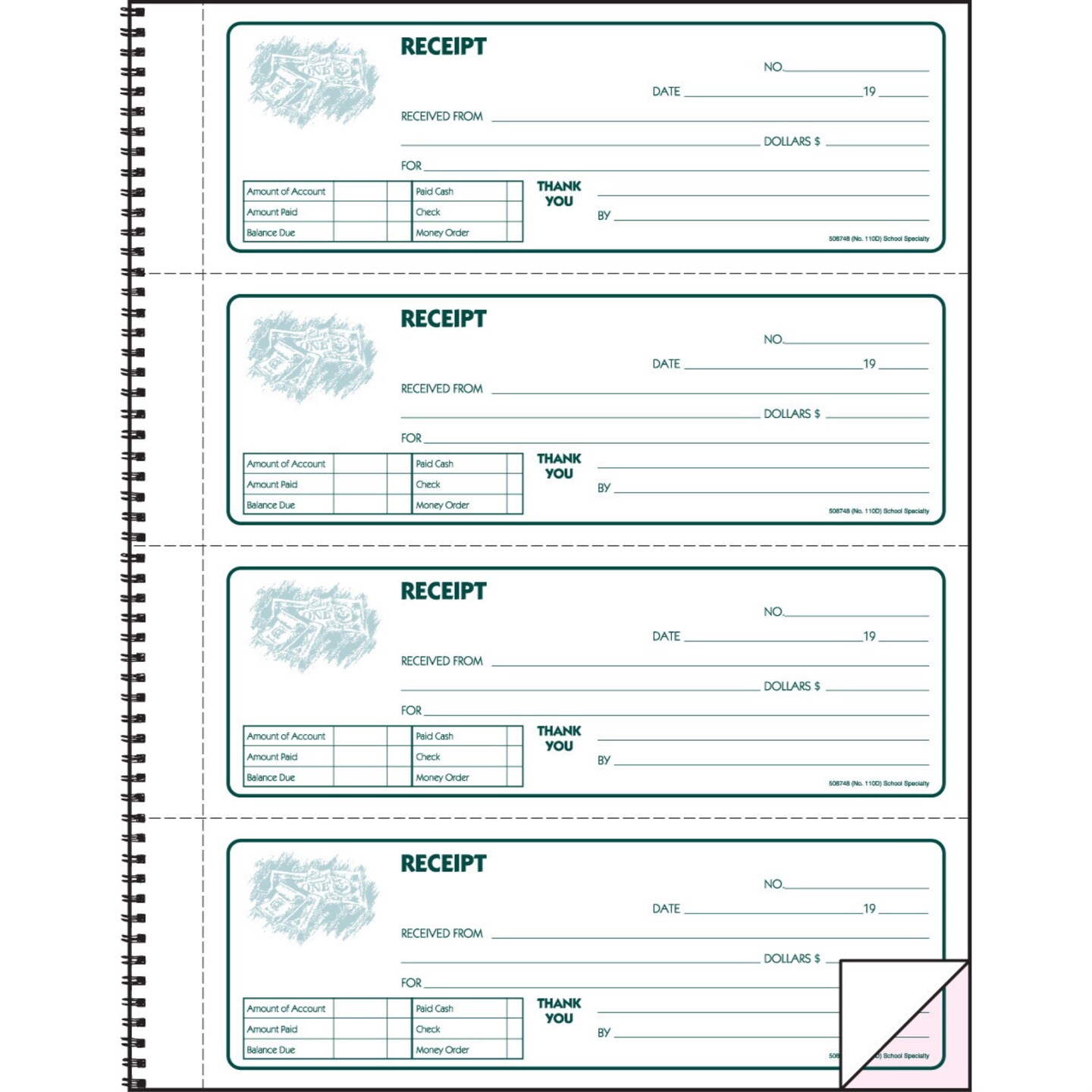 Hammond & Stephens KPG 3 Parts Carbonless Record Receipt Book, 8-1/2 x ...