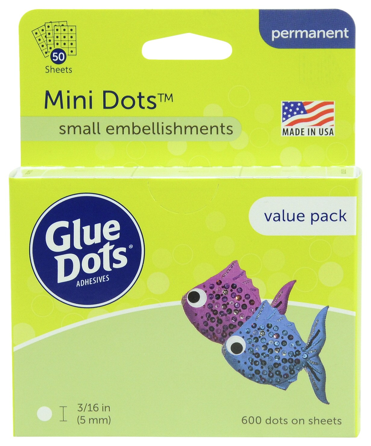 Glue Dots Mini Adhesive Value Pack, 3/16 in, Pack of 600 All Purpose