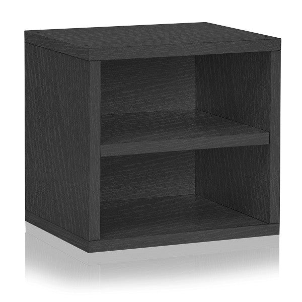 Way Basics Eco zBoard Stackable Connect Cube Storage with Shelf, Black