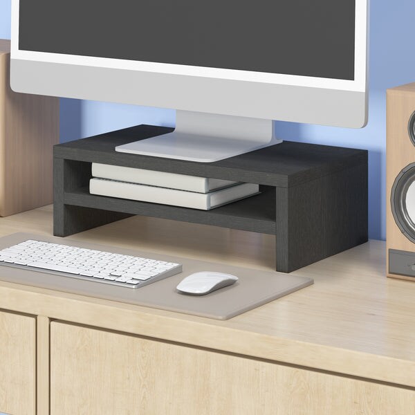 Way Basics 2-Shelf Monitor Riser, Charcoal Black
