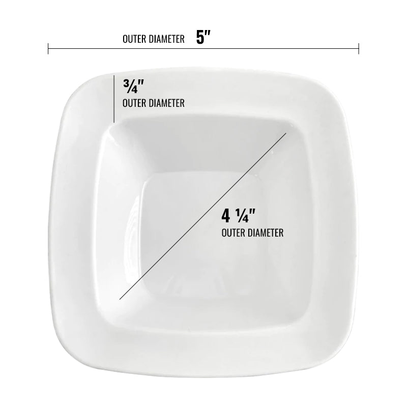 Solid White Rounded Square Disposable Plastic Dessert Bowls - 5 Ounce (120 Bowls)