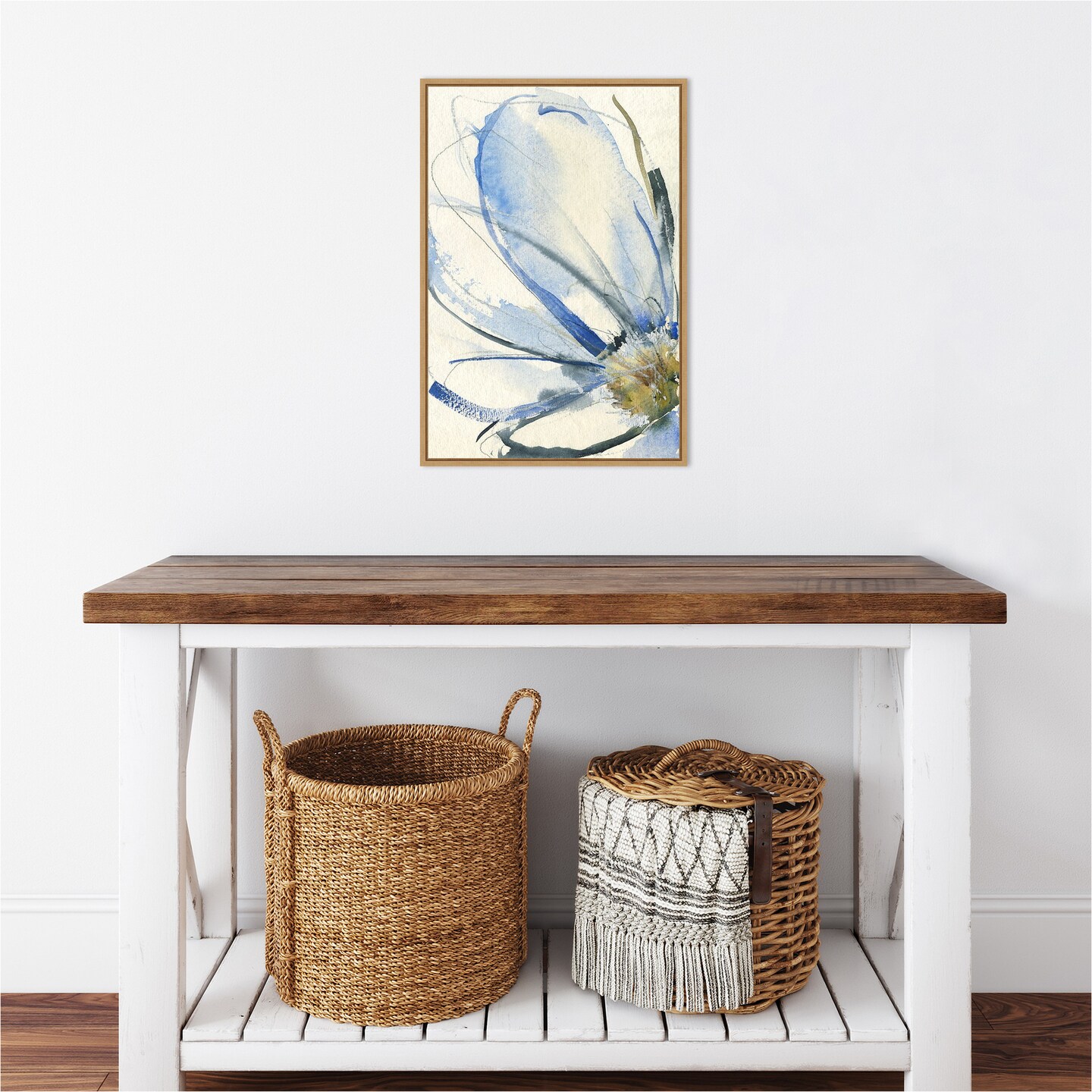 Cobalt Petals I by Jennifer Goldberger Canvas Wall Art Print Framed