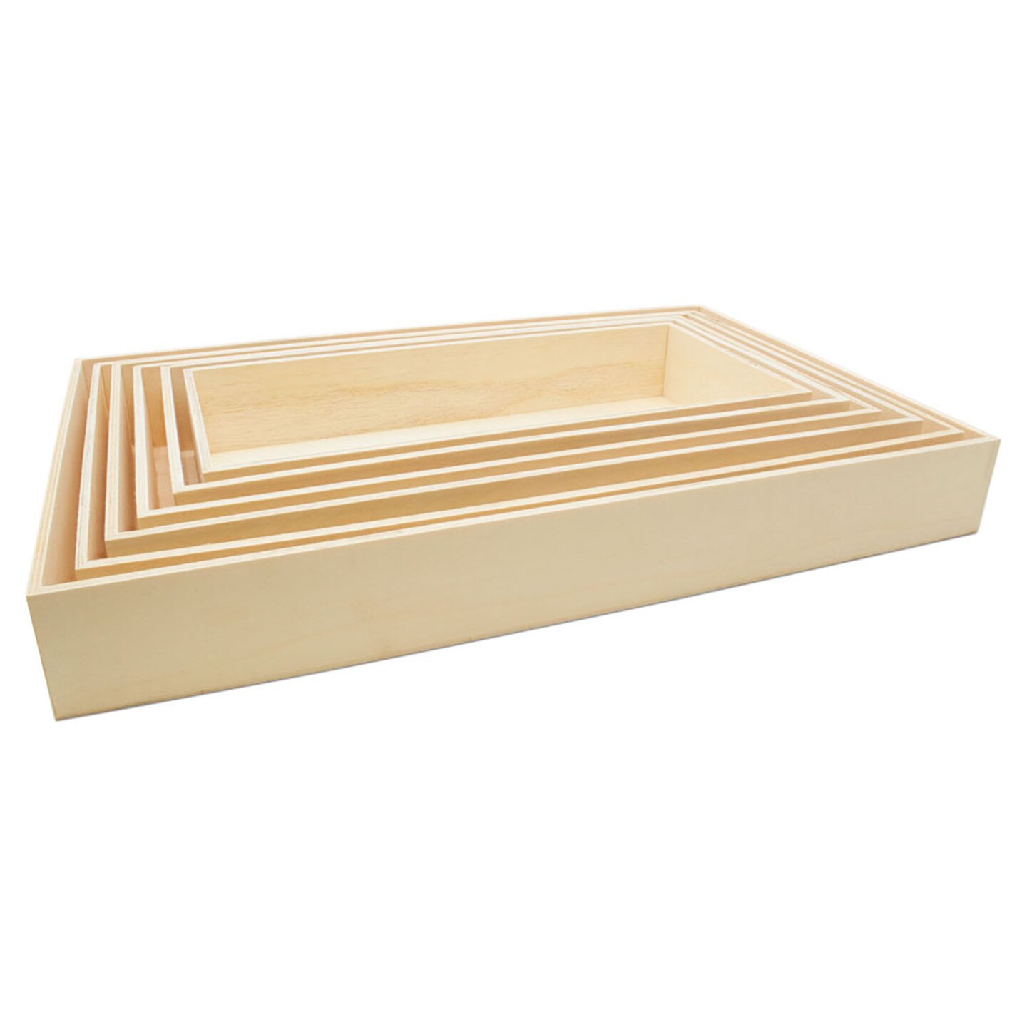Unfinished Wood Nesting Trays, with Handles and without Handles, 6-set, Crafts &#x26; Home | Woodpeckers