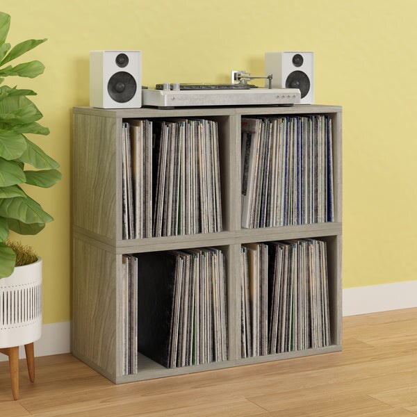 Dylan Single Cube Vinyl Record Storage, Aspen Grey