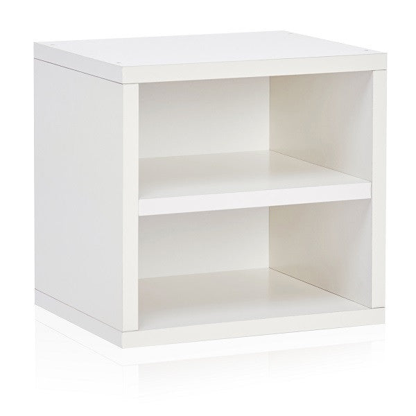Way Basics Eco zBoard Stackable Connect Cube Storage with Shelf, White