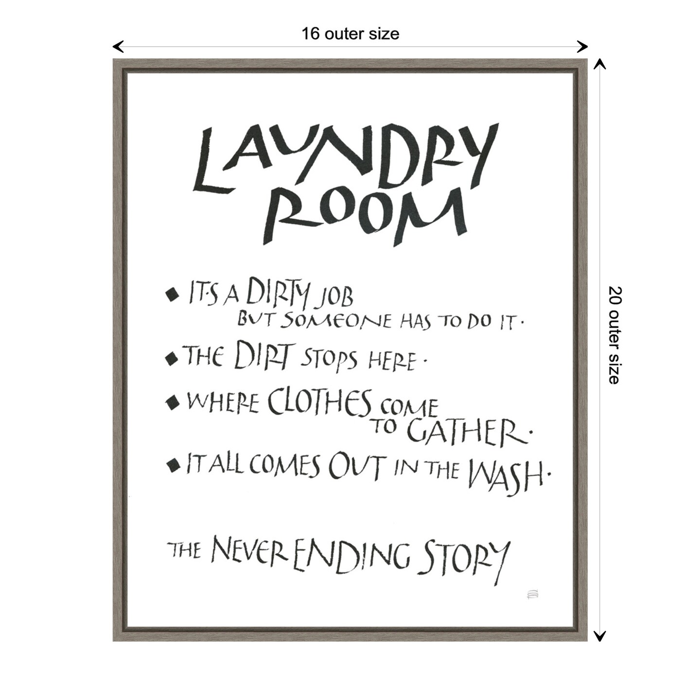 Laundry Room Sayings White by Chris Paschke Canvas Wall Art Print Framed