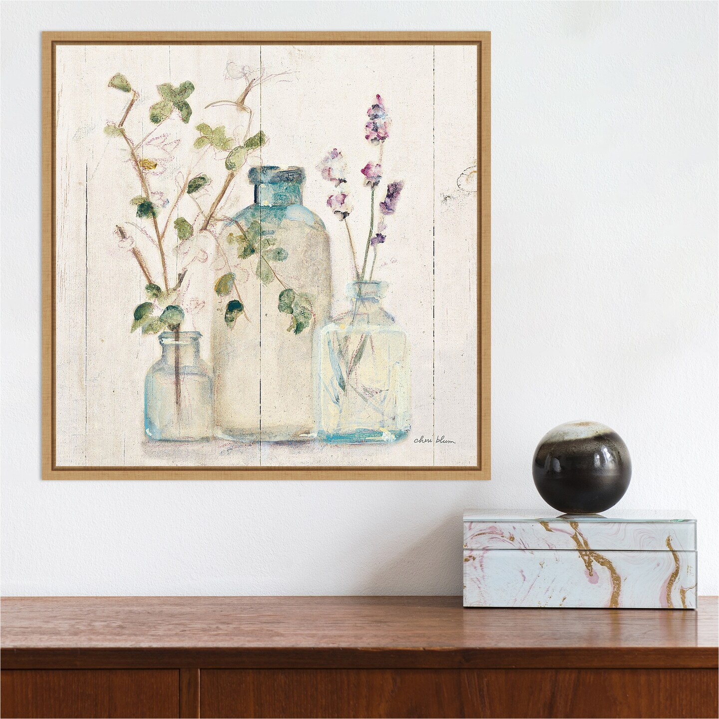 Blossoms on Birch V by Cheri Blum Canvas Wall Art Print Framed