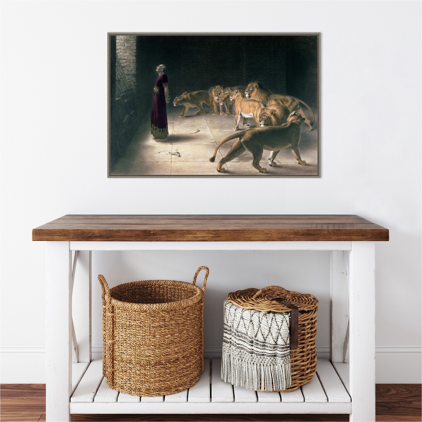 Daniel in the Lions Den 1892 by Briton Riviere Canvas Wall Art Print Framed