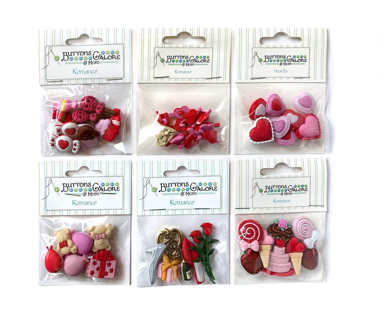 Buttons Galore 60 Romance Button Bundle for Sewing &#x26; Crafts - Set of 6 Button Packs