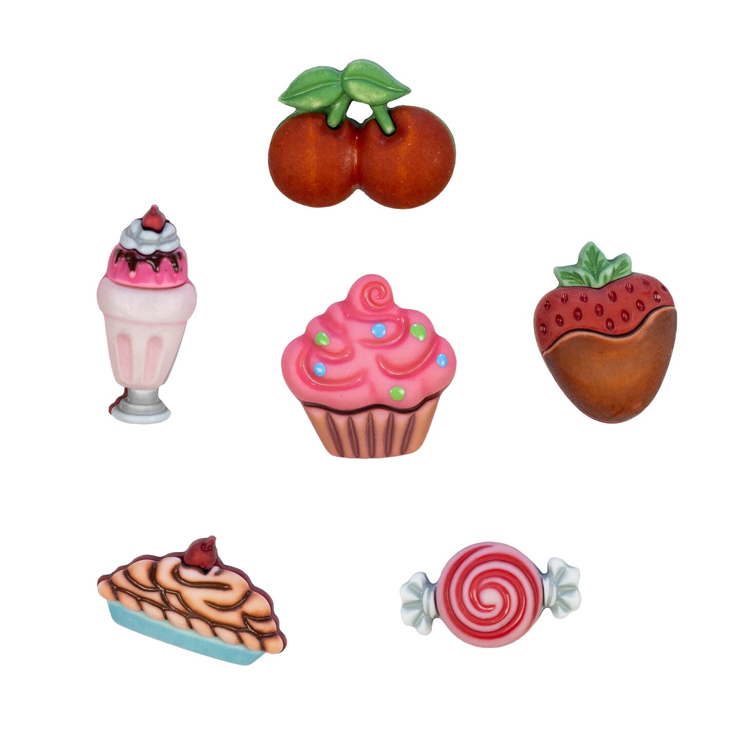 Buttons Galore and More 3D Novelty Buttons &#x2013; Sweet Delights Button Bundle - 36 Pcs