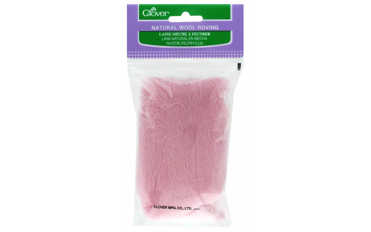 Clover Natural Wool Roving Pink 20gm