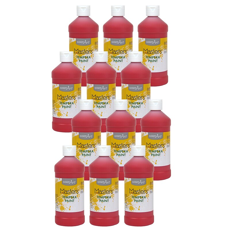 Little Masters® Tempera Paint, Red, 16 oz., Pack of 12 Stencils